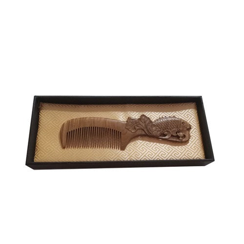 Jinmujiang Wooden and Bamboo Fish Carved Hair Comb