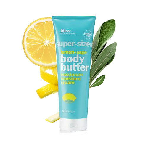 Bliss  Super-sized Lemon+Sage Body Butter Maximum Moisture Cream, 14 oz -Jumbo Size