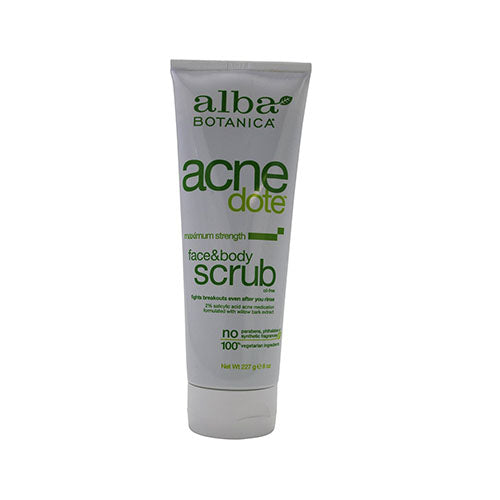 Alba Botanica Acne Dote Face & Body Scrub, 8 oz