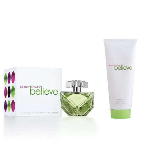 Britney Spears "Believe" Eau de Parfum Spray, 1 fl oz and Britney Spears Believe Body Souffle Lotion, 6.8 fl oz. (two items: fragrance+body lLotion)